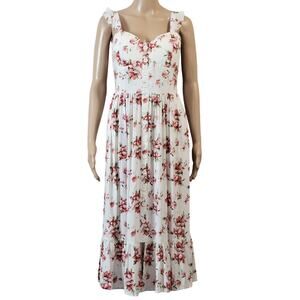 BOG Collective Red and White Floral Maxi Dress Size S NWT